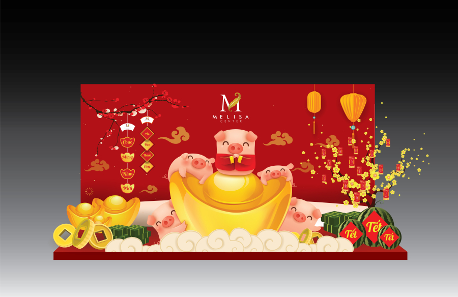 THIẾT KẾ THI CÔNG TIỂU CẢNH TẾT TRUNG TÂM TIỆC CƯỚI - MELISA