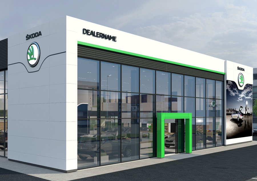 THI CÔNG MẶT DỰNG ALU SHOWROOM DEALERNAME