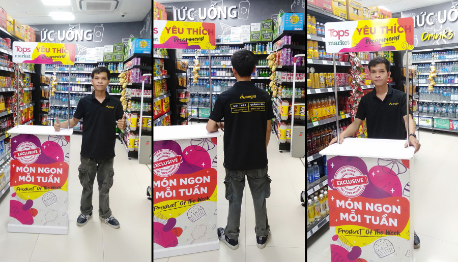 SẢN XUẤT BOOTH SAMPLING HỆ THỐNG SIÊU THỊ TOPS MARKET