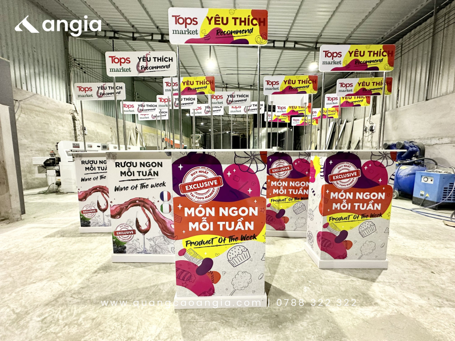 SẢN XUẤT BOOTH SAMPLING HỆ THỐNG SIÊU THỊ TOPS MARKET